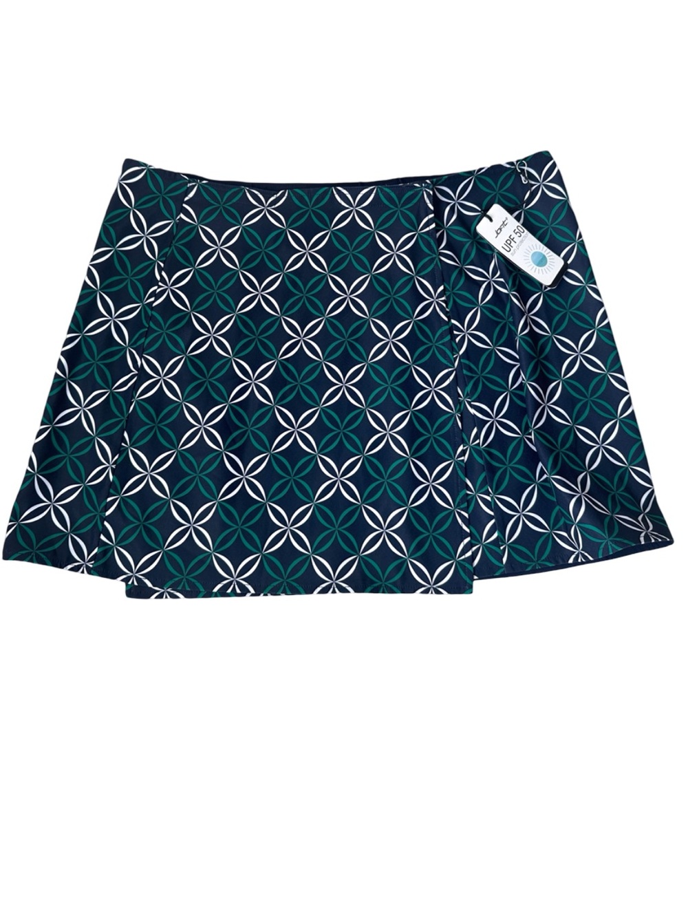 NWT Jofit Navy,Teal Green & White Lattice Print Athletic/Golf Wrap UPF 50+ Skirt